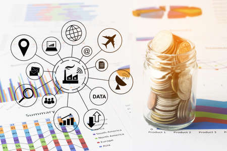 Money coins on business account in the background, Business Concept.の写真素材