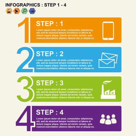 1-4 step slide timeline numbers infographics design template, process diagram, Vector illustration EPS10.のイラスト素材