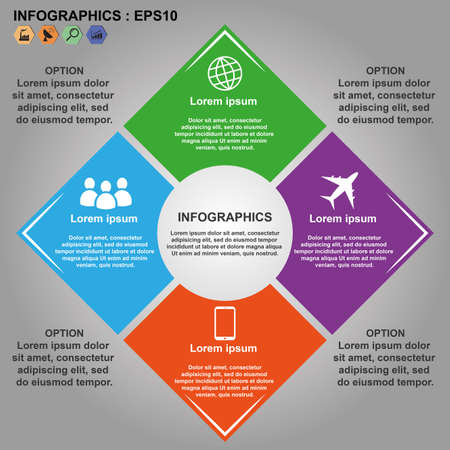 Colorful square Business infographic timeline template, Vector illustration EPS10.のイラスト素材