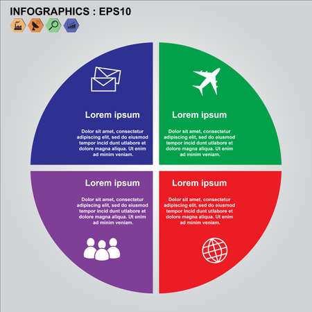 Modern Circle Business Infographic Options Template, Vector illustration EPS10.のイラスト素材