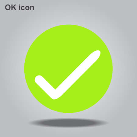 OK vector icon. Flat eco green symbol. Pictogram is isolated on a gray background. Designed for web and software interfaces, Vector illustration EPS10.のイラスト素材