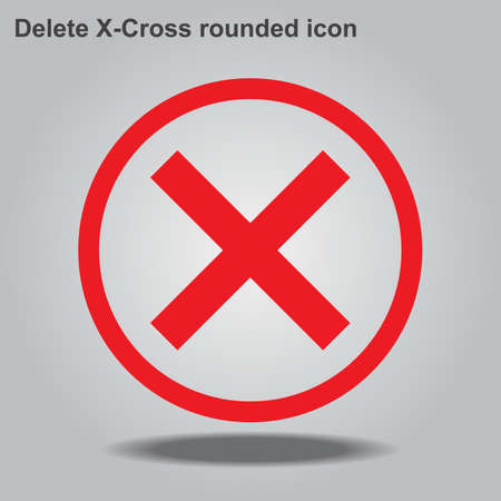 Delete X-Cross rounded icon is flat iconic symbol inside a circle, red color, gray  background. Designed for web and software interfaces, Vector illustration EPS10.のイラスト素材