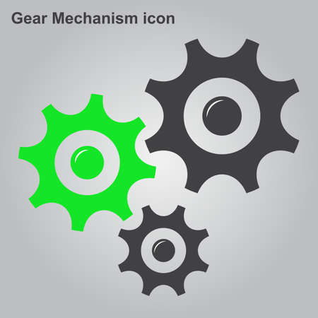 Gear Mechanism icon is a flat bicolor symbol, eco green and gray colors, Designed for software and web interface toolbars and menus, Vector illustration EPS10.のイラスト素材