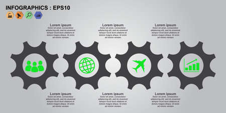 Gear of business 4 step infographics design template, Vector illustration EPS10.のイラスト素材