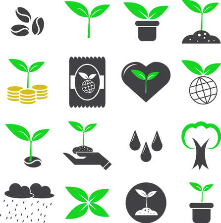 Plant and sprout growing icons flat line design, Vector illustration EPS10.のイラスト素材