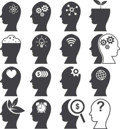 Head brain, thinking, mind icons set, Vector illustration EPS10.のイラスト素材