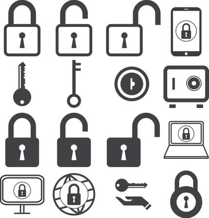 Security lock, password key, icons set, Vector illustration EPS10.のイラスト素材