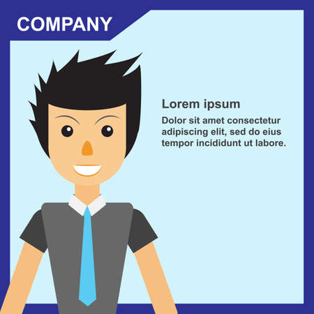 Businessman and Empty background, Showing An Copy Space, Business Man Presentation or Advertising Concept Flat, Vector illustration .のイラスト素材
