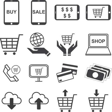 Shopping on line, E-commerce icons set, Vector illustration .のイラスト素材