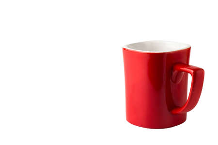 Coffee Red mug on a white background with chipping path.の写真素材