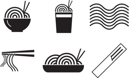 Noodle Icons. Asian Food Set, Vector illustration EPS10.のイラスト素材