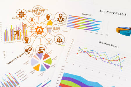 Double exposure of Business 4.0 concept, smart business with icon, savings, finances economy concept.の写真素材