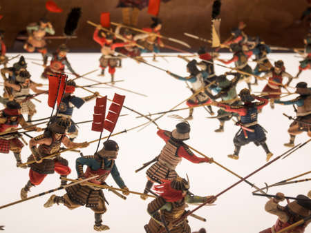 Osaka, Japan - Oct 27, 2017 : Replica of warriors in Osaka, Japan, the simulated battle plan or displayed in a museum in Osaka, Japan.のeditorial素材