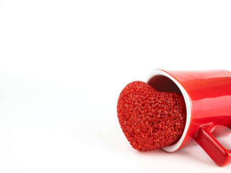 Cup with Red hearts isolated on white background, Valentine decorations.の写真素材