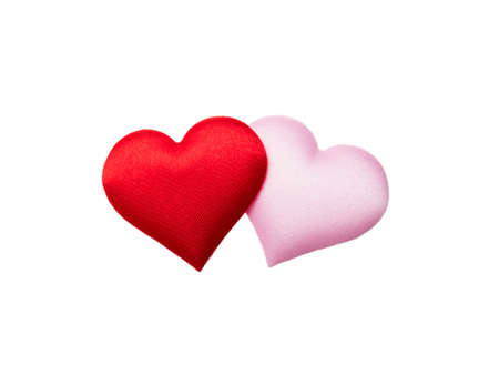 Colorful mini hearts isolated on white background, Valentine decorations, Various hearts, Clipping path.の写真素材