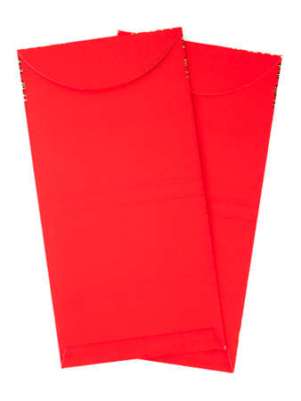 Red envelopes chinese isolated on white background. Red packets giving on weddings or holidays such as Chinese New Year. Blank space with text.の写真素材