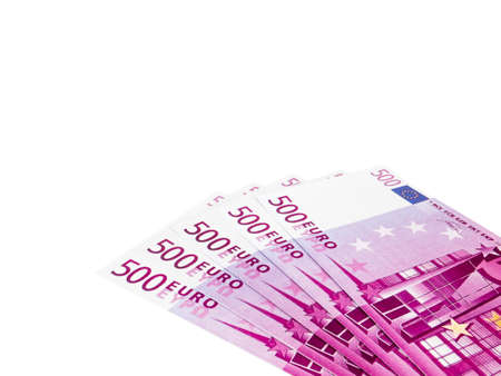 Five hundred 500 Euro bills banknotes, European currency money isolated on white  background, Clipping path.の写真素材