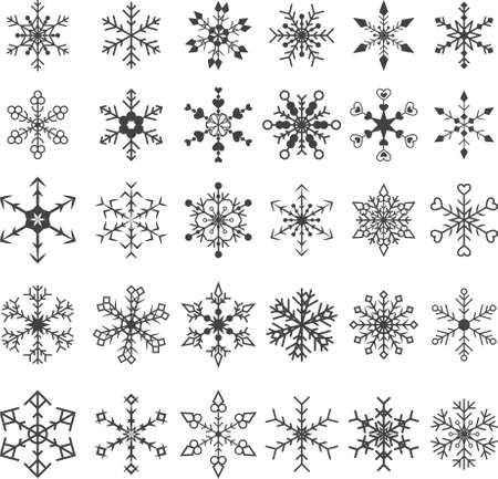 Snowflake crystal element vector icon set vector illustration.のイラスト素材