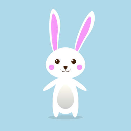 Little cute Bunny on blue background with Happy Easter Egg for Easter greeting card, invitation, Vector illustration EPS10のイラスト素材