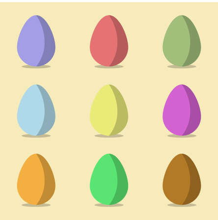 A set of colourful Easter Eggs for use in Easter flat designs, Vector illustration EPS10のイラスト素材