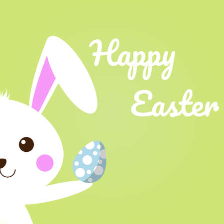 Happy Easter Egg surprise and Cute Bunny on green background for Easter greeting card, invitation, Vector illustration EPS10のイラスト素材