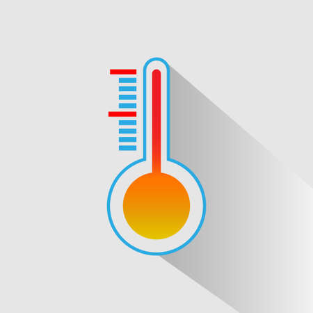 Hot thermometer icon flat design, vector illustration.のイラスト素材