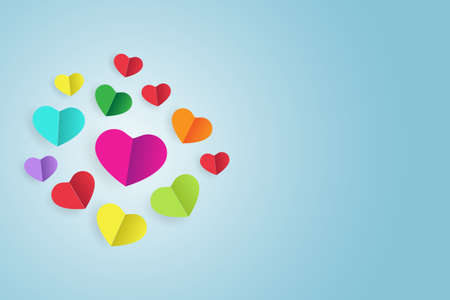 Colorful little heart ,Vector illustration. paper art and digital craft style.のイラスト素材