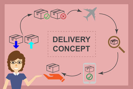 Delivery concept graphic information,colored Illustration.のイラスト素材