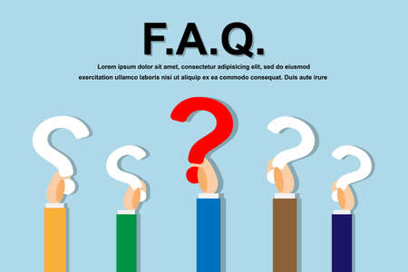 Business human hands holding question mark, FAQ in flat design style, vector illustration.のイラスト素材