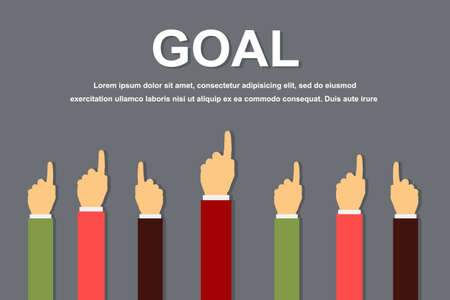 Business human hands holding pointing goal in flat design style, vector illustration.のイラスト素材