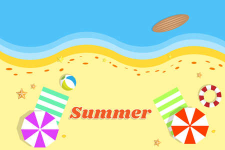 Summer and travel flat banner template, Vector illustration EPS10.のイラスト素材