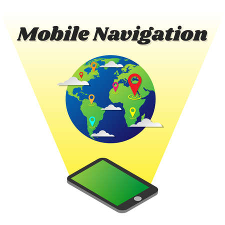 Smartphone GPS navigation with world map.のイラスト素材
