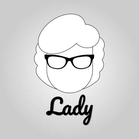 LADY Young beautiful girl with Glasses on a white background.のイラスト素材