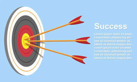 Target with arrow, Goal success concept. Vector illustration isolated on blue background.のイラスト素材
