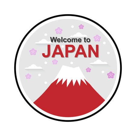 Welcome to Japan, Fujisan with Japanese famous mountain, Vector illustration.の素材 [FY310104717023]