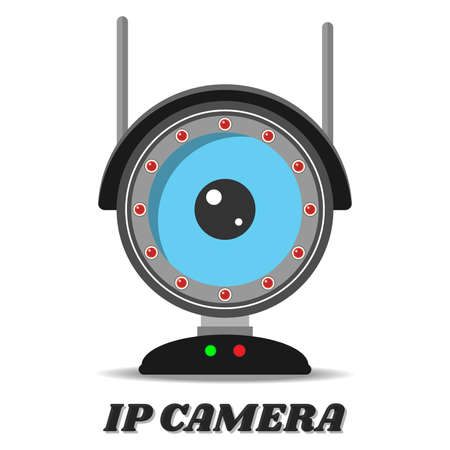 Security IP camera with flat design, Vector element.のイラスト素材