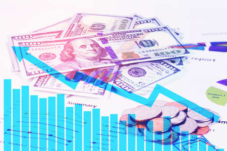Double exposure of dollar money savings with economy concept background.の写真素材