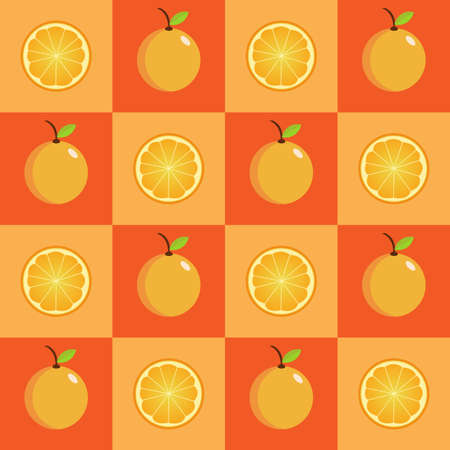 Seamless orange fruit in a square format background - vector pattern.のイラスト素材
