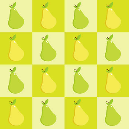 Seamless Pears in a square format background - vector pattern.のイラスト素材