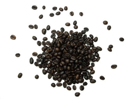 Coffee beans isolated on white background, Close up.の写真素材