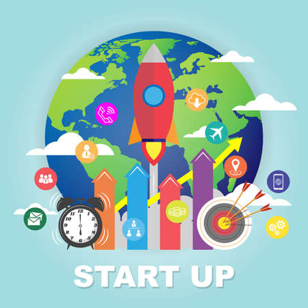 Successful startup business concept. Vector Illustration, For Wallpaper, Background, Card, Book, Web, Banner.のイラスト素材