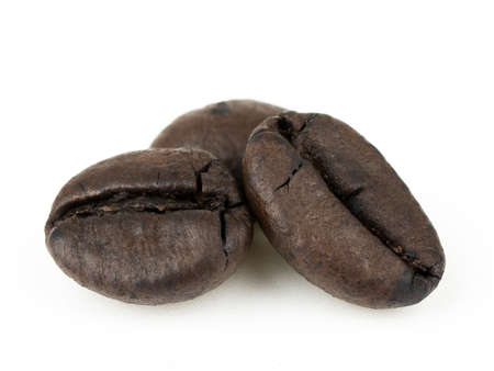 Close-up coffee beans isolated on white background.の写真素材