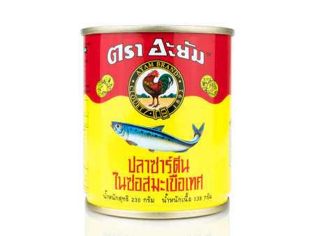 BANGKOK THAILAND - January 30, 2019 : Editorial photo Can of Ayam Brand Sardines isolated on white background.のeditorial素材