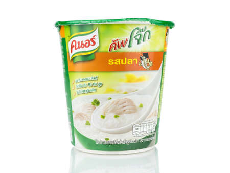 BANGKOK THAILAND - January 30, 2019 : Knorr Cup jok fish flavour isolated on white background.のeditorial素材