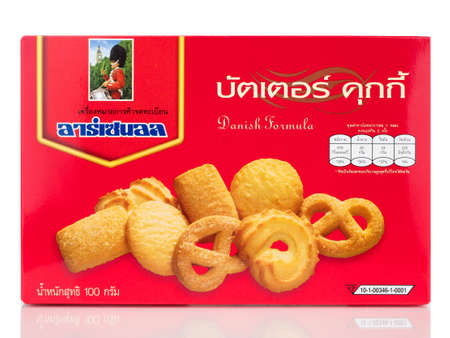BANGKOK THAILAND - January 30, 2019 : Box of Arsenal butter cookies isolated on white background.のeditorial素材