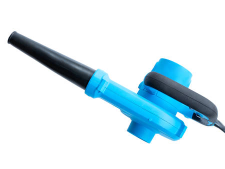 Blue electrical air blower tool isolated on white background with Clipping pathの写真素材