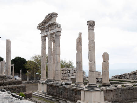 Temple of Trajan at Acropolis of Pergamon or Pergamum in Turkey. Roman period. 