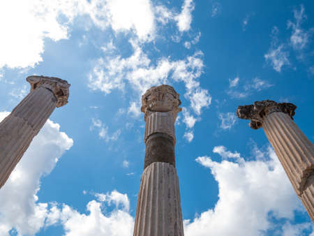 Ruins of the ancient city Ephesus, the ancient Greek city in Turkey, in a beautiful summer day.のeditorial素材