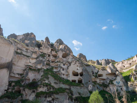 Cave town and rock formations in Zelve Valley, Cappadocia, Turkey.のeditorial素材