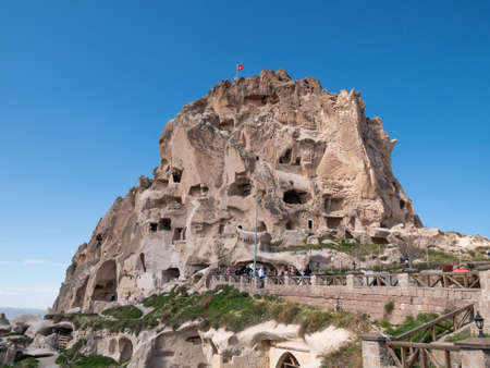 Uchisar Castle in Cappadocia Region of Turkey.のeditorial素材